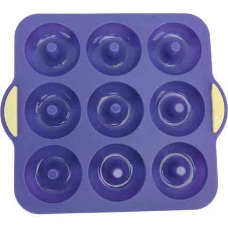 Ensemble de Moules à Donuts en Silicone, Empêche le Bâton, Résistant à la Chaleur, pour Gâteaux, Biscuits, Bagels, Muffins (BLUE) (1/4)