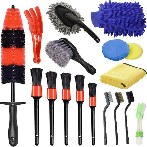 17pcs kit d'outils de nettoyage de lavage de voiture ensemble de détails de voiture, kit de lavage de voiture intérieur et extérieur (1/5)
