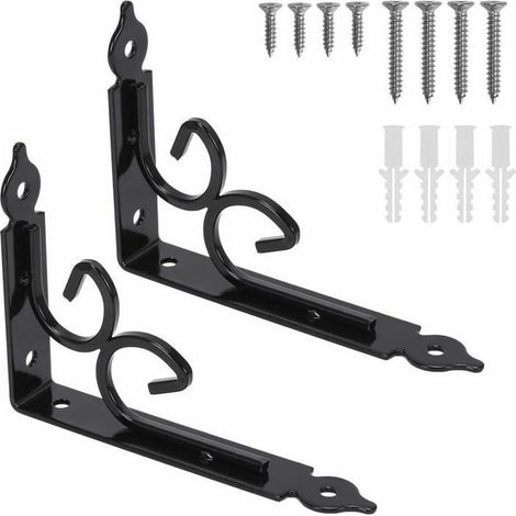 2PCS Equerre Etagere Murale Equerre Charge Lourde Equerre Metal Noir Vintage 150 115 3mm Equerre Fixation Equerre Fer Forge av PZCC (1/3)