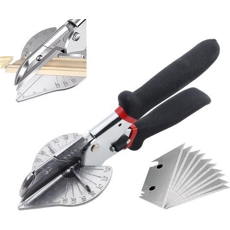 Cesoie per tagli ad angolo da 45° a 135°, forbici multifunzione per canaline, per il taglio di tubi in PVC, con 10 lame di ricambio (1/5)