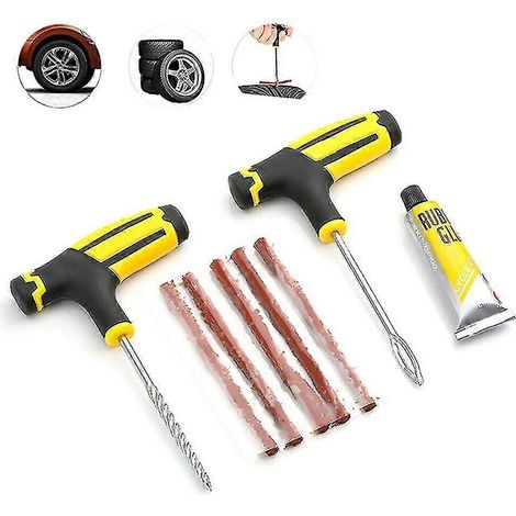 Outils de réparation de pneus de voiture, kits de réparation d'urgence pour pneus tubeless. (1/5)