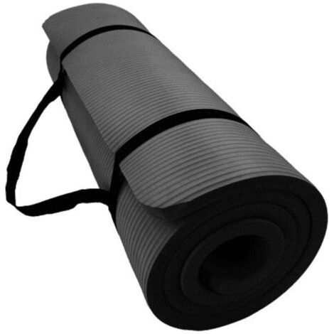 Sangle de tapis de yoga sport noire ultra épaisse de 1/2 pouce (1/4)