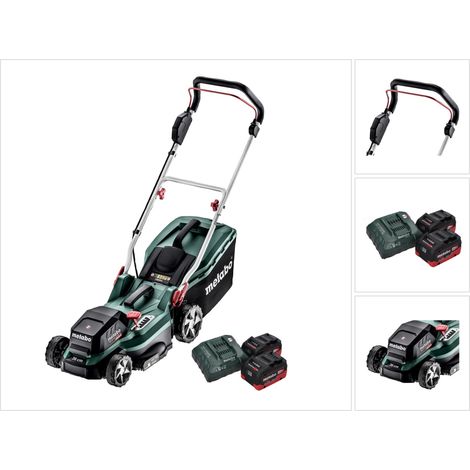 Metabo RM 36-18 LTX BL 36 Akku Rasenmäher 36 V ( 2x 18 V ) LTX Brushless + 2x Akku 8,0 Ah + Ladegerät