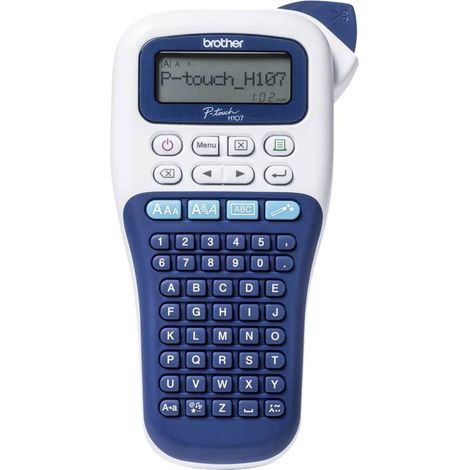 Étiqueteuse P-Touch H107B – Impression thermique – Écran LCD 12 caractères – 4 largeurs de ruban 3,5/6/9/12 mm – Impression verticale et en drapeau – Brother (1/3)