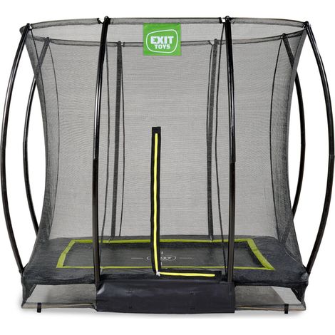 EXIT Silhouette Ground Trampoline 5x7ft with Safety Net – Black