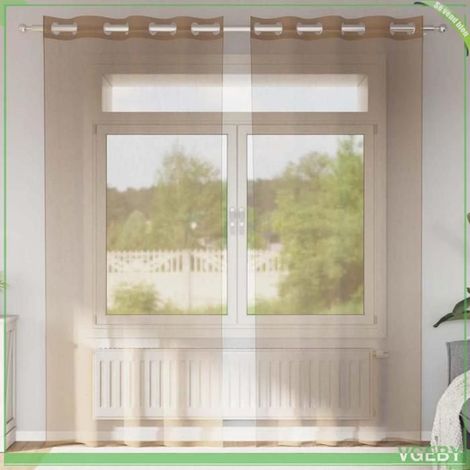 4102128 Rideaux en voile avec illets 2 pcs marron clair (1/5)