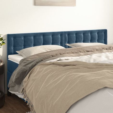 2 pcs Têtes de lit avec oreilles pour lit adulte, Tableau décoratif de chevet élégante Bleu foncé 90x5x78/88 cm Velours SDG44776 (1/5)