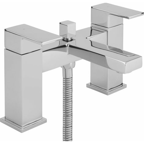 Sagittarius Blade Bath Shower Mixer Tap with Kit Pillar Mounted - Chrome