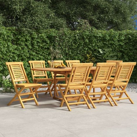 vidaXL Chaises pliantes, lot de 8, 47 x 63 x 90 cm, en bois de teck massif (1/5)