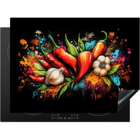 PROTECTION PLAQUE INDUCTION Légume - Poivre - Ail - Graffiti - Peinture - Coloré Couvre Plaque De Cuisson 71x52 cm (1/5)
