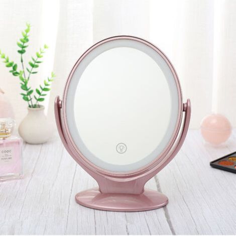 Miroir Grossissant Double Face - 1x Et 7x - 21 LED Dimmables - Rotation 360° - Rechargeable USB - 24 x 20 x 8 cm
