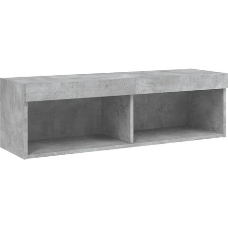 Mueble TV de pared con luces LED diseño contemporáneo almacenamiento 100 x 30 x 30 cm de madera contrachapada gris hormigón 020049387 (1/2)