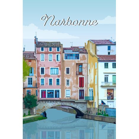 Tableau sur toile illustration Narbonne 30x45 cm - Impression sur Toile Murale Décorative - Image imprimée en HD sur Toile - Toile sur Châssis en Bois FSC - Fabriqué en France (1/4)