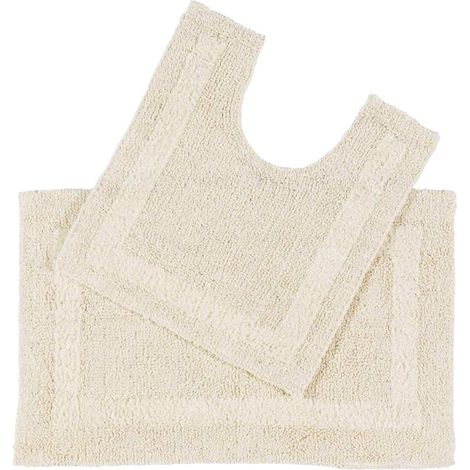 Lot de 2 Tapis, Coton, Réversible, Antidérapant, Absorbant, Salle de bain (1/5)