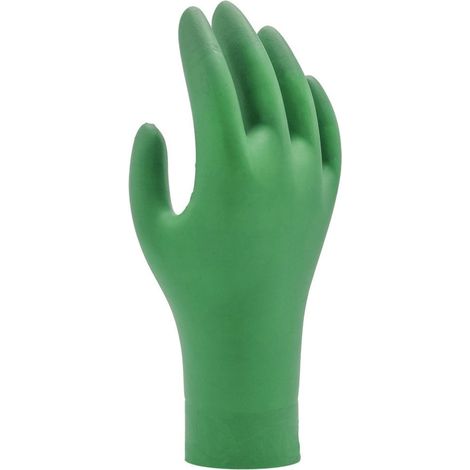 Gants nitrile jetables SHOWA 6110PF - boîte 100, vert, 0,10 mm, 240 mm (1/3)