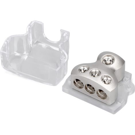 Bloc de distribution d'alimentation à 3 voies avec porte-fusible audio et bloc de connexion pour voitures, base transparente (1/5)