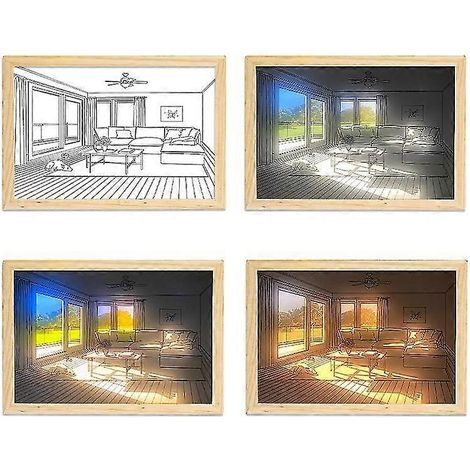 Tableau lumineux LED, lampe de chevet à intensité variable avec prise USB, lampe d'ambiance, décoration murale pour chambre, cadeau (1/5)