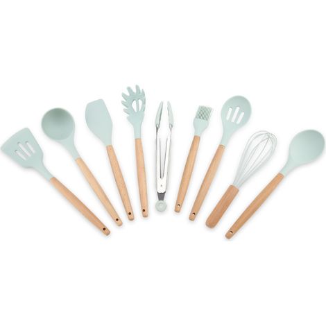 Set mit 9 blauen Küchenutensilien aus Silikon – Küchenhelfer (1/5)