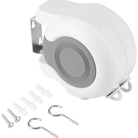 Corde a Linge Retractable Etendoir Linge Extensible Exterieur, Etendoir Linge Séchoir à Linge Rétractable à Fixation Murale Double pour Intérieur et Extérieur 26 m (2 x 13 m) (1/4)