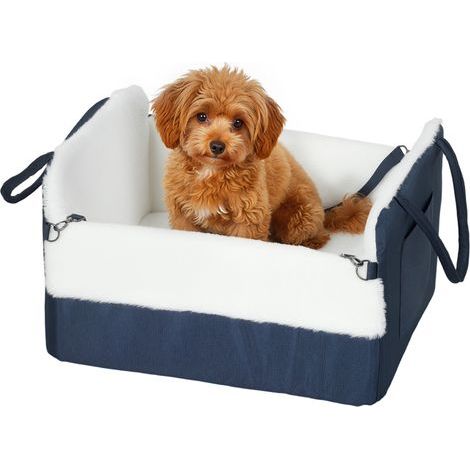 Dog car seat with safety belt and attachment. Dog car seat 55 x 46 x 32 cm navy blue (1/5)