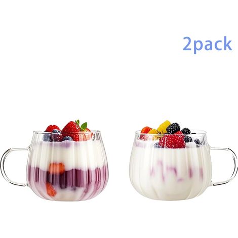 (2 bouteilles, 450 ml) Verres rayés, transparents, rayures citrouille, adaptés au café, aux jus et aux boissons froides. (1/5)