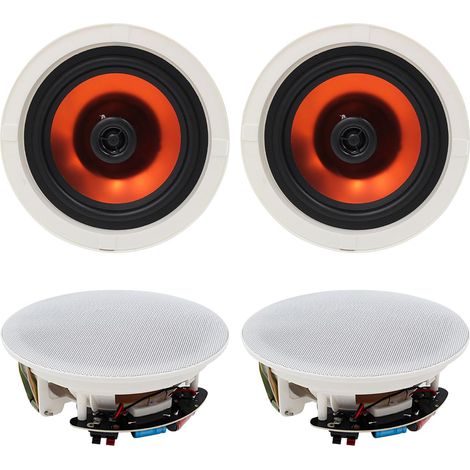 4 Pouces Haut-parleurs de Plafond 400 Watts Enceinte encastrable Plafond Murales Parfait pour la Cuisine, Salle de séjour, Porche Couvert(4 Haut-parleurs)