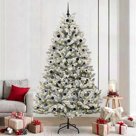 Künstlicher Weihnachtsbaum Grün und Weiß 240 cm PVC und Metall