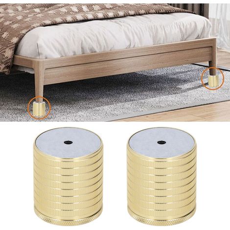 Rehausseur/socle réglable pour pieds de table basse, canapés et chaises support permettant d'augmenter la hauteur couleur or brillant. (1/5)