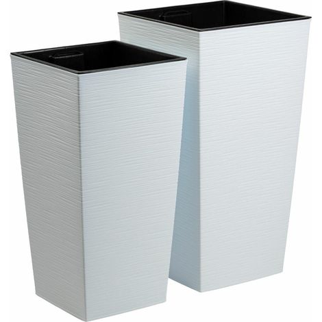 Juego de 2 macetas altas blancas Porto Riflo