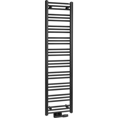 Radiateur de salle de bain ALBRECHT 400x1570 mm, raccordement central, noir mat (1/5)