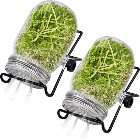 Kit de germination domestique (comprenant 2 réservoirs de germination à large ouverture de 473 ml, 2 couvercles en filet, 2 supports réglables) transparent (1/5)