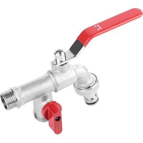 Robinet à double vanne, robinet de rechange en laiton 1/2, durable et résistant pour la maison, le jardin et l'extérieur. (1/5)