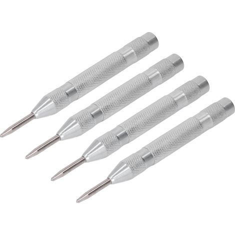 Jeu de 4 poinçons automatiques en acier rapide 5 pouces, kit d'outils argenté pour installation et entretien (1/5)