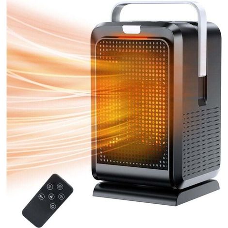 Enowelir Chauffage De Bureau 1000W Avec Tête Oscillante 90° Minuterie 2/4/6/8H Chauffage Céramique PTC Télécommande Chauffe-Mains Et Pieds (1/4)