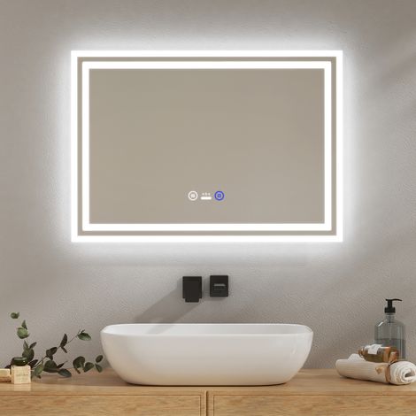 EMKE LED Badspiegel mit Bewegungssensor Badezimmerspiegel mit Beleuchtung IP44 Beschlagfrei Lichtspiegel Wandspiegel
3 Licht Dimmbar Touchschalter 70x50cm