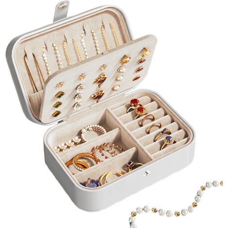 Boîte à bijoux de voyage, petite boîte élégante, rangement pour bijoux, boucles d'oreilles, étui de voyage, idée cadeau pour (1/5)