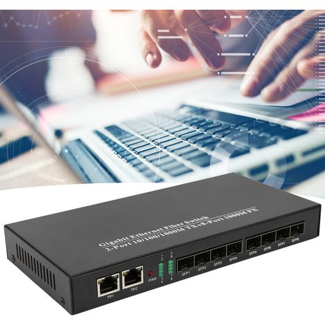 Émetteur-récepteur fibre optique Gigabit XXS-SFP-8F2G (8 fibres, 2 alimentations) - Commutateur fibre optique Gigabit SFP (DC 5V/3A) (1/5)