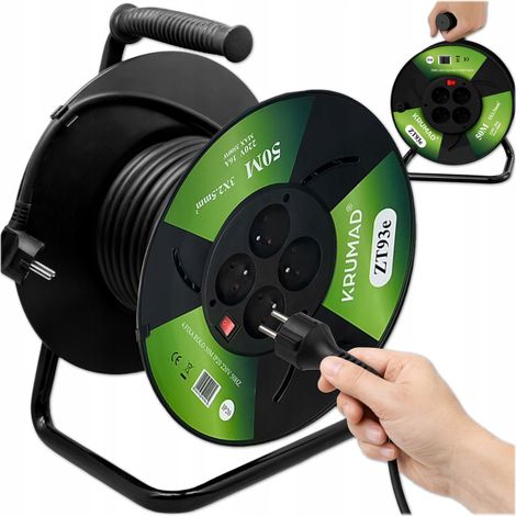 Avvolgicavo da giardino da 50 m con 3 prese da 2,5 mm, 4 prese, 3500 W. (1/5)