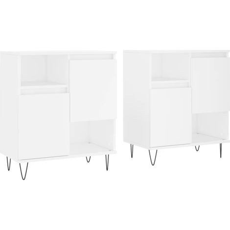 Aparador buffet cómoda armario mueble organizador cocina salón salón juego de 2 madera contrachapada blanca 020036696