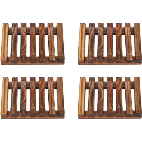 4 Pièces Support à Savon en Bambou, Drainage Optimal, Résistant à l'Eau, Égouttoir à Savon Écologique (1/5)