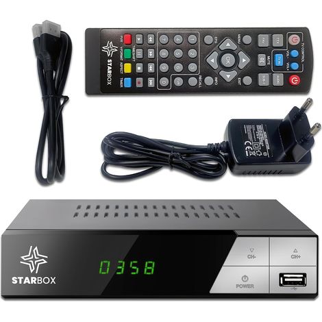 Décodeur TNT HD Star Box - DVB-T2 DVB-C Réception de qualité, chaînes gratuites H.265,Full HD 1080p Terrestre USB, HDMI, péritel, télécommande Universelle 2 en 1 (1/5)