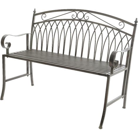Banc de jardin en métal gris - Jardideco