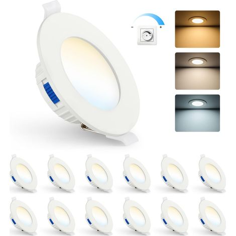 4W Spot LED Encastrable Dimmable IP44 3000K/4000K/6500K, Lot de 12 (1/5)