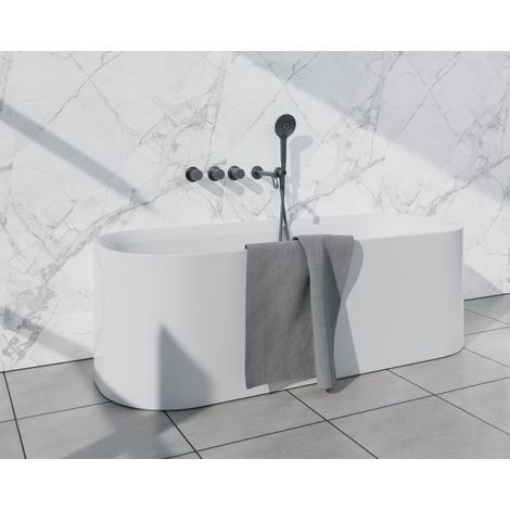 Fortifura Nebbio Ensemble combiné baignoire - mitigeur thermostatique - coude mural avec support de douchette - flexible de douche métallique - (1/5)