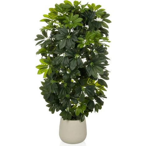 Plante artificielle / Arbre artificiel SCHEFFLERA 2 rayons 110 cm plastique vert hjh OFFICE