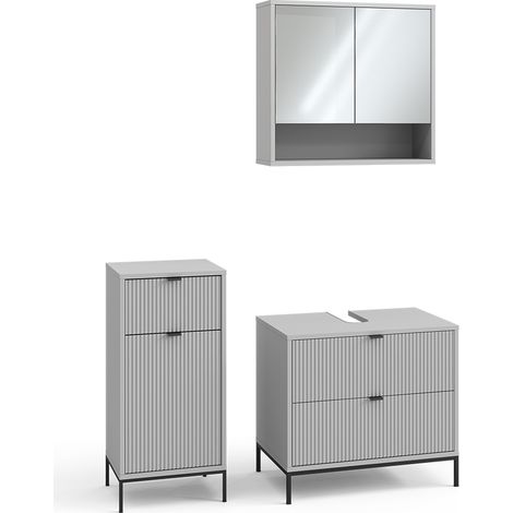 Conjunto de muebles de baño de 3 piezas Eliza, Gris, 3 partes, Vicco (1/5)