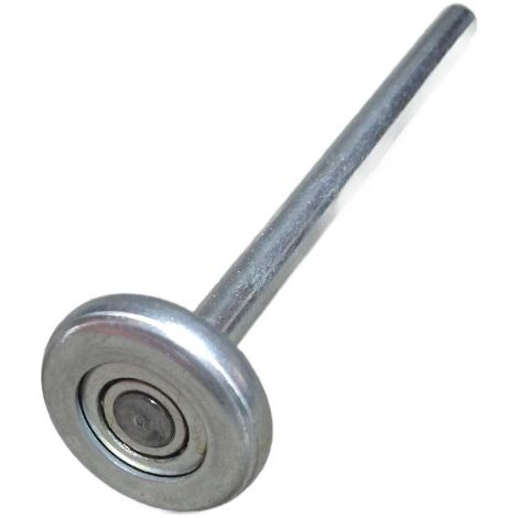 Roulette 2\\\\\\' en acier zingué Ø 46 axe Ø 11 Réf. 571. Longueur axe 193