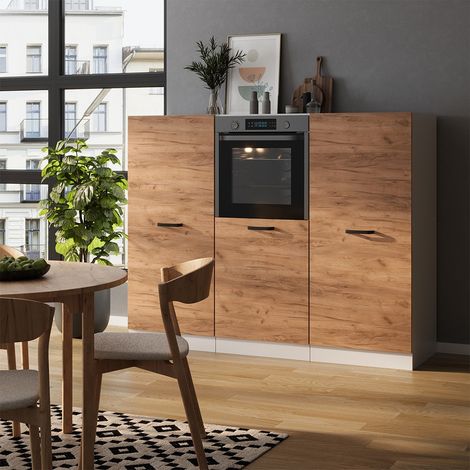 Bloc cuisine R-Line, Chêne doré/blanc, 180cm sans PT, Vicco