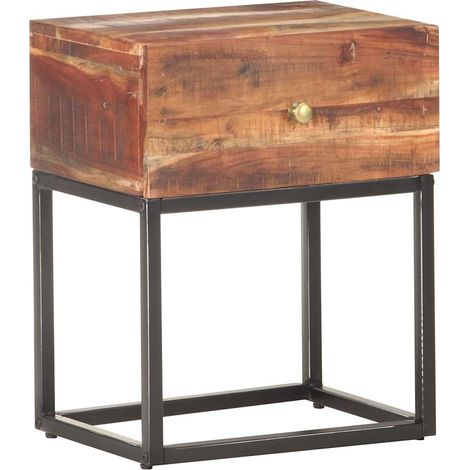 vidaXL Mesita de noche de madera de acacia rugosa 40x30x50 cm (1/5)
