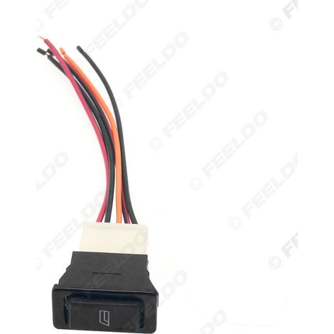 Adapter cable with green indicator light for 12V/24V 20A 5-pin automotive electric window switch, with wiring. (1/5)
